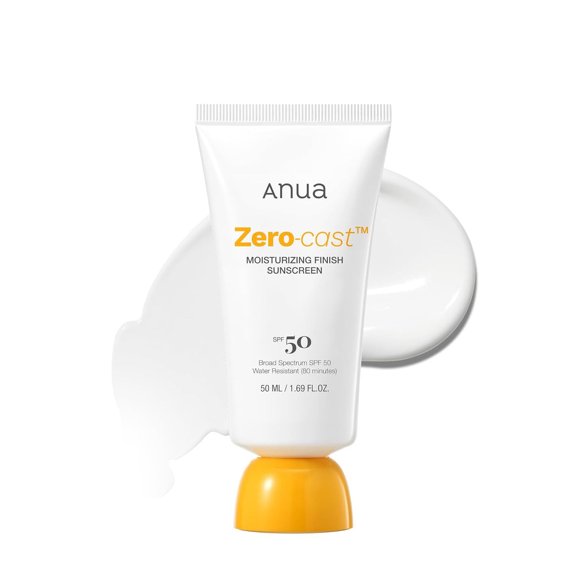 Anua Zero-Cast Moisturizing Finish Sunscreen,SPF 50, Glow Natural Sunscreen,No White cast