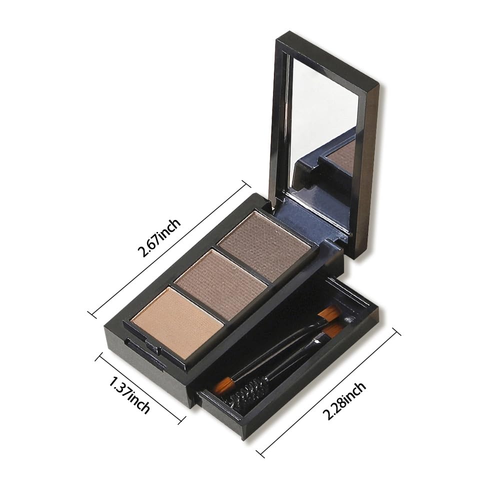 Light Medium Brown Eye Brow Powder for Women, Taupe Eyebrow Powder Kit with Brush, Long-Lasting 3