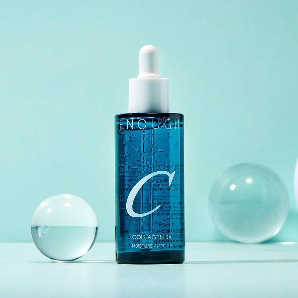 Enough Collagen 3X Moisture Ampoule, Korean Skin Care Anti-Aging Face Serum with Hyaluronic Acid