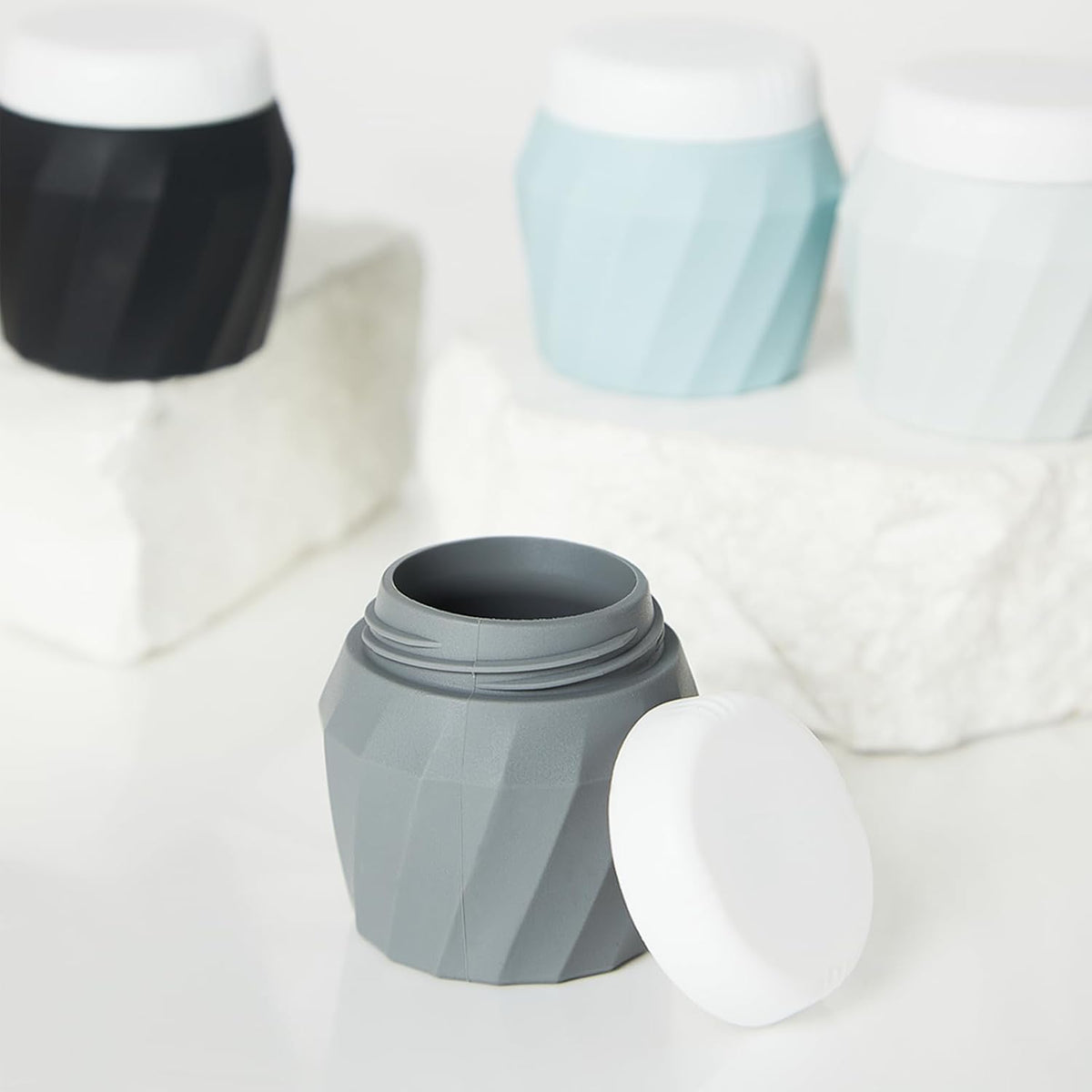 Travel Containers for Toiletries, Premium Silicone Cosmetic Cream Jars, TSA Approved Leak-Proof