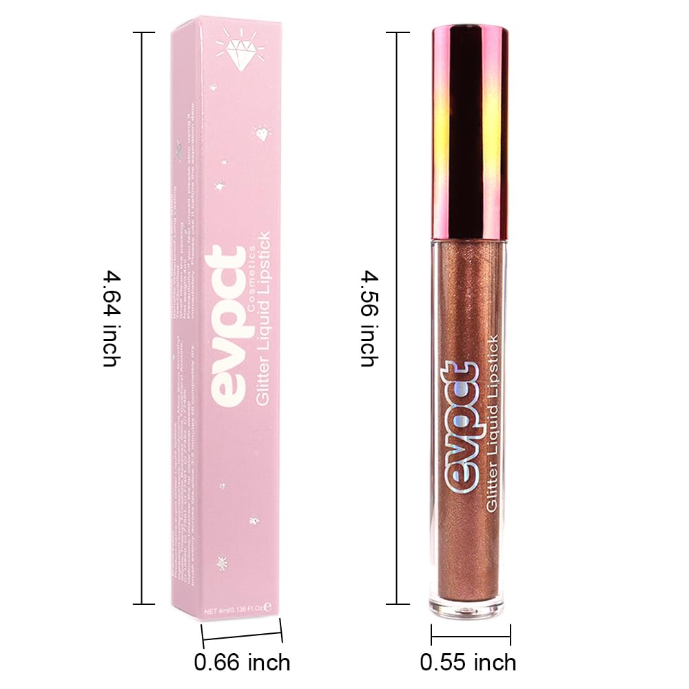 evpct 1Pcs Plum Red Glitter Metallic Shimmer Diamond Lipstick Lip Gloss Stain Set for Women Long