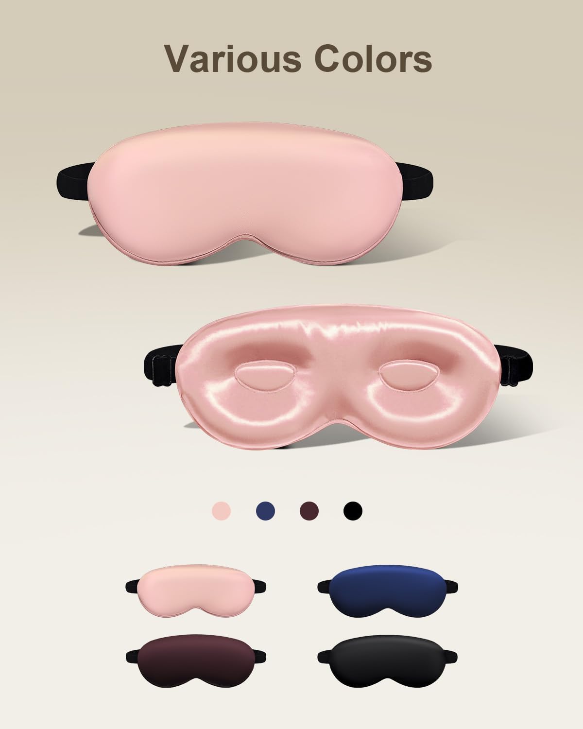 Luxury 22 Momme 100% Mulberry Silk Sleep Mask – 3D Eye Mask with Adjustable Strap, Gentle on Skin
