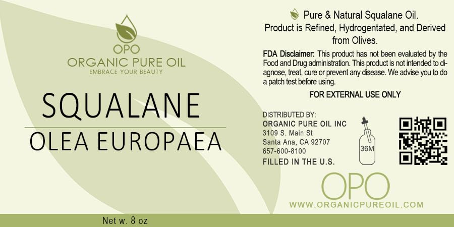 Squalane Oil - 8 oz - Pure, Natural, Plant-Derived, Non GMO, Refined, Squalene Alternative from