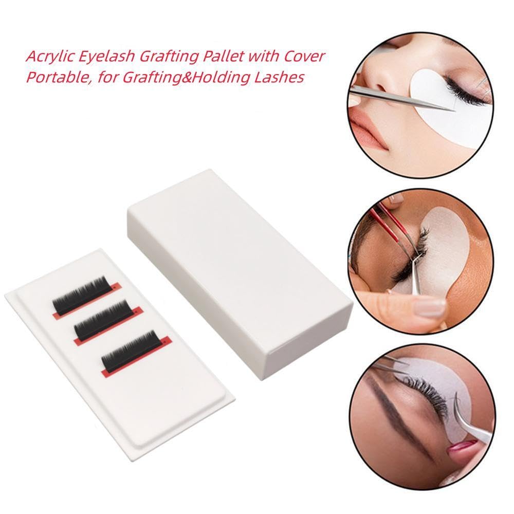 Eyelash Grafting Pallet with Cover, Dust-proof Acrylic Lash Tile holder, Eyelash Extensions Storage