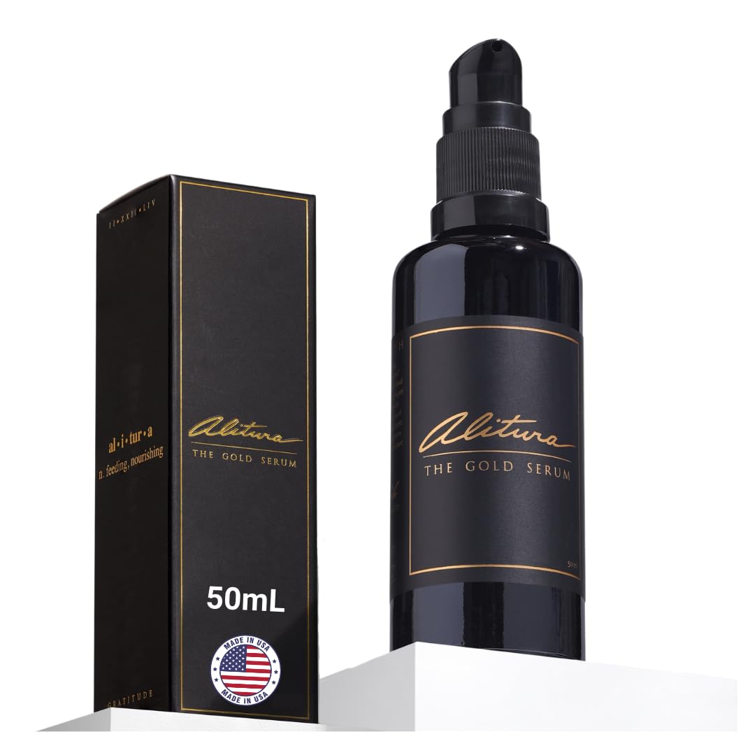 Alitura Anti-Aging Peptide & Collagen Gold Serum for Face – with Vitamin A, CoQ10 & Astaxanthin
