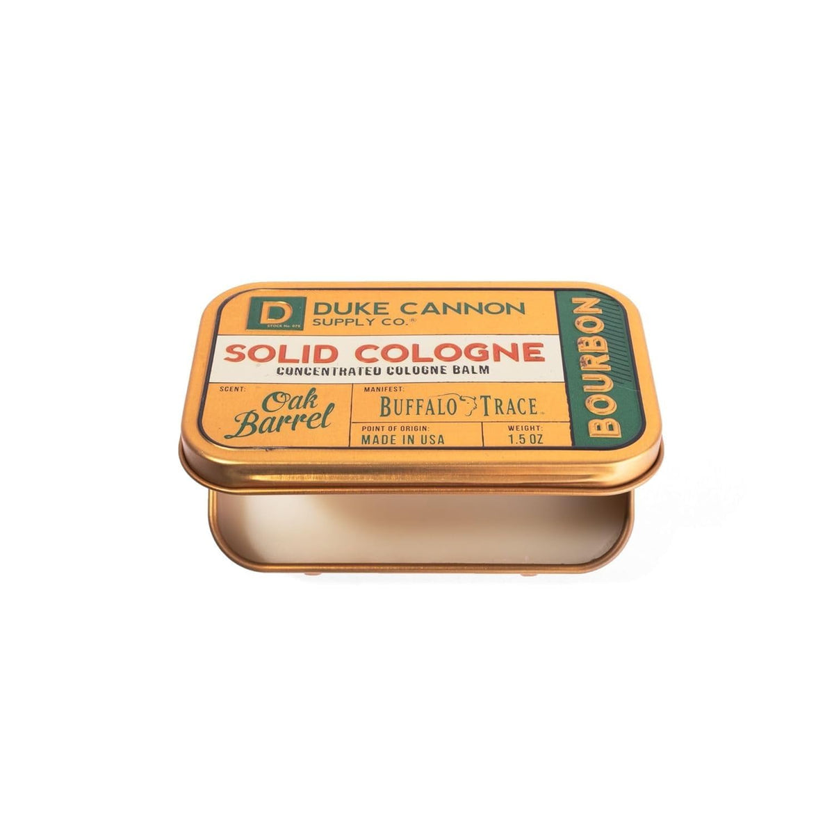 Duke Cannon Supply Co. Solid Cologne for Men Bourbon (Woodsy, Charred Oak Barrel Scent)