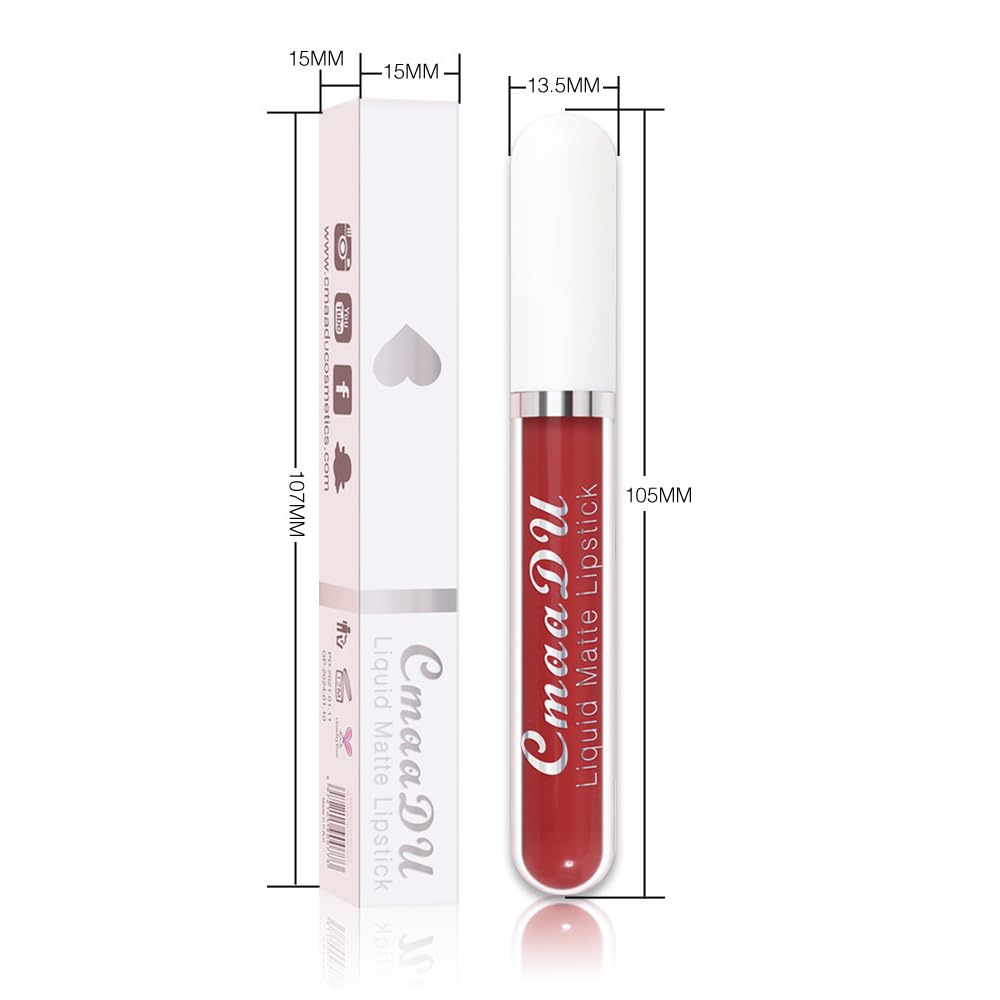 evpct 1Pcs Orange Red Liquid Matte Lipstick Lipgloss Set for Women, labiales mate 24 horas