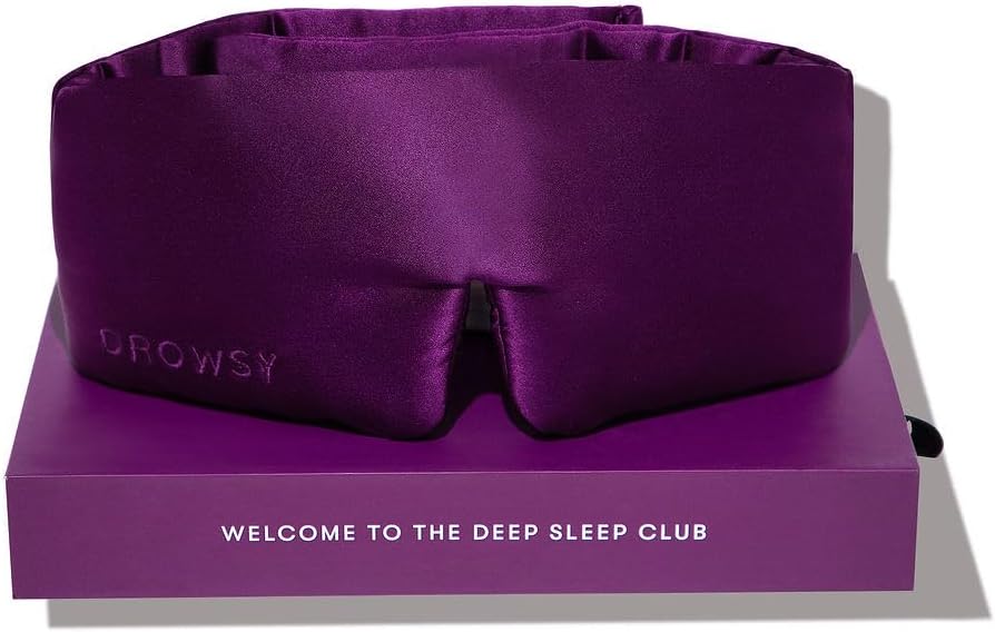 DROWSY Silk Sleep Mask. Face-Hugging, Padded Silk Cocoon for Luxury Sleep in Total Darkness.