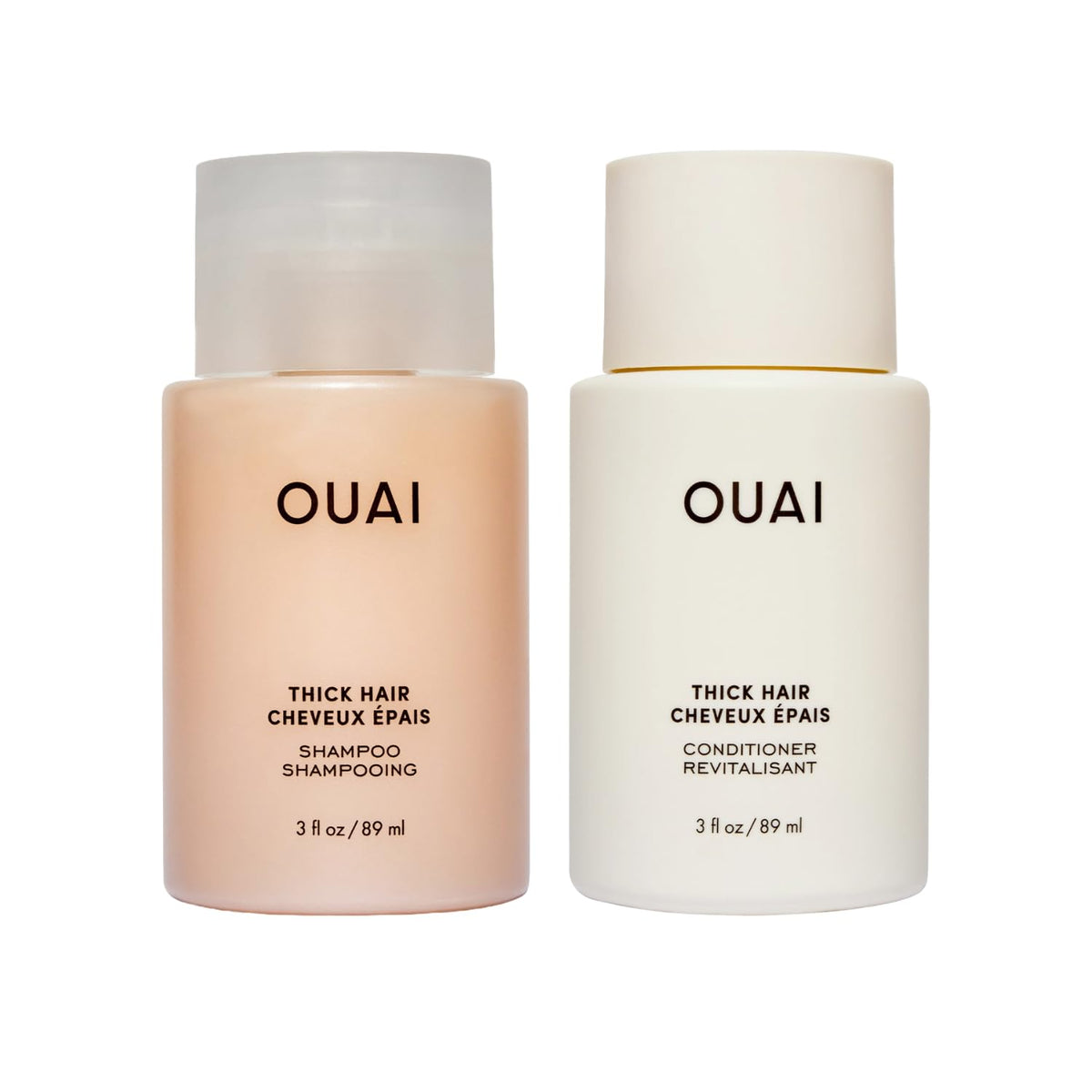 OUAI Thick Hair Shampoo & Conditioner Set, Travel Size - Moisturizing Shampoo & Conditioner - With