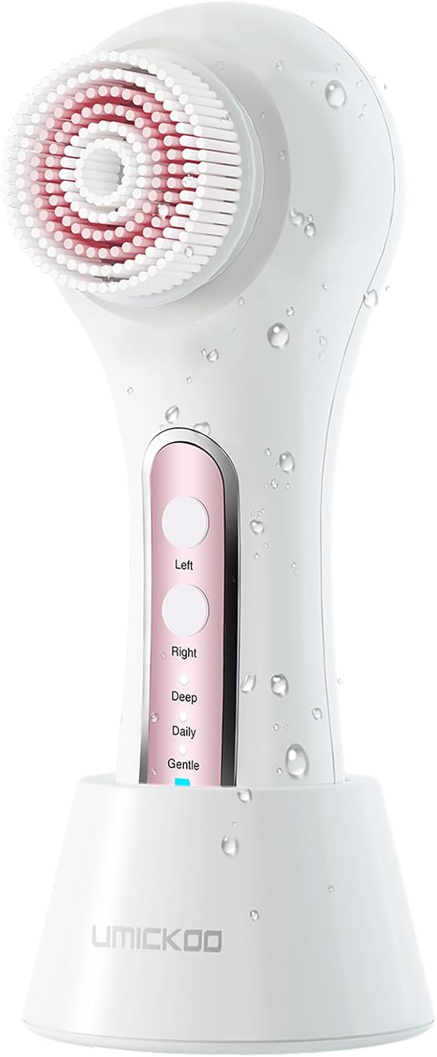 Face Scrubber Exfoliator,Facial Cleansing Brush Rechargeable IPX7 Waterproof with 5 Brush
