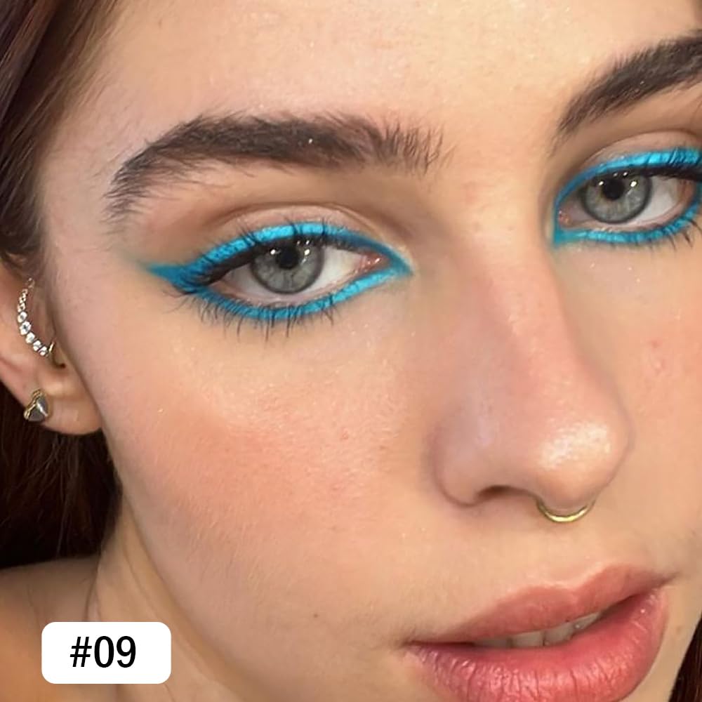 Kaely Gel Eyeliner Pencil for Women, Sky Blue Eye Liner Waterproof Smudge Proof with Sharpener