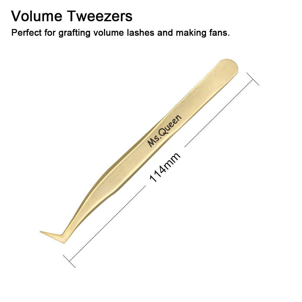 Ms.Queen Eyelash Extension Tweezers Set-Precision Tweezers for 2D-6D Volume&Individual False Lashes