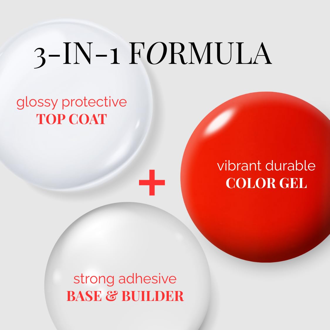 NAILOG One Step Red Gel Nail Polish 12ml Top Coat Color Gel Base 3-In-1 Formula Soak Off UV Gel