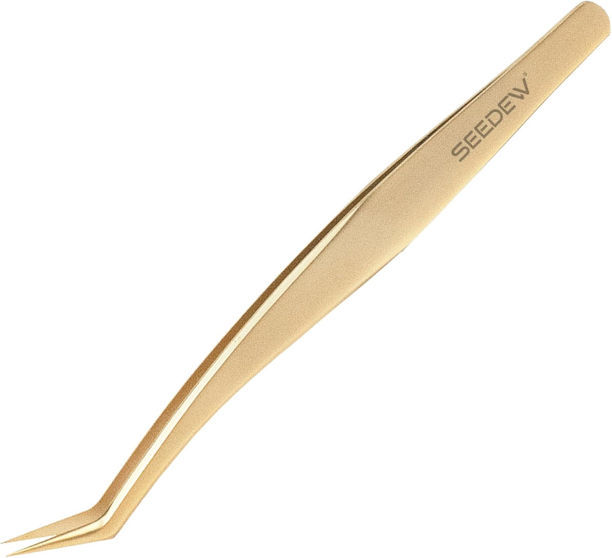 Tweezer Eyelash Extensions - 1 PCS Stainless Steel 45 Degree Curved Pointy Tweezer Isolation