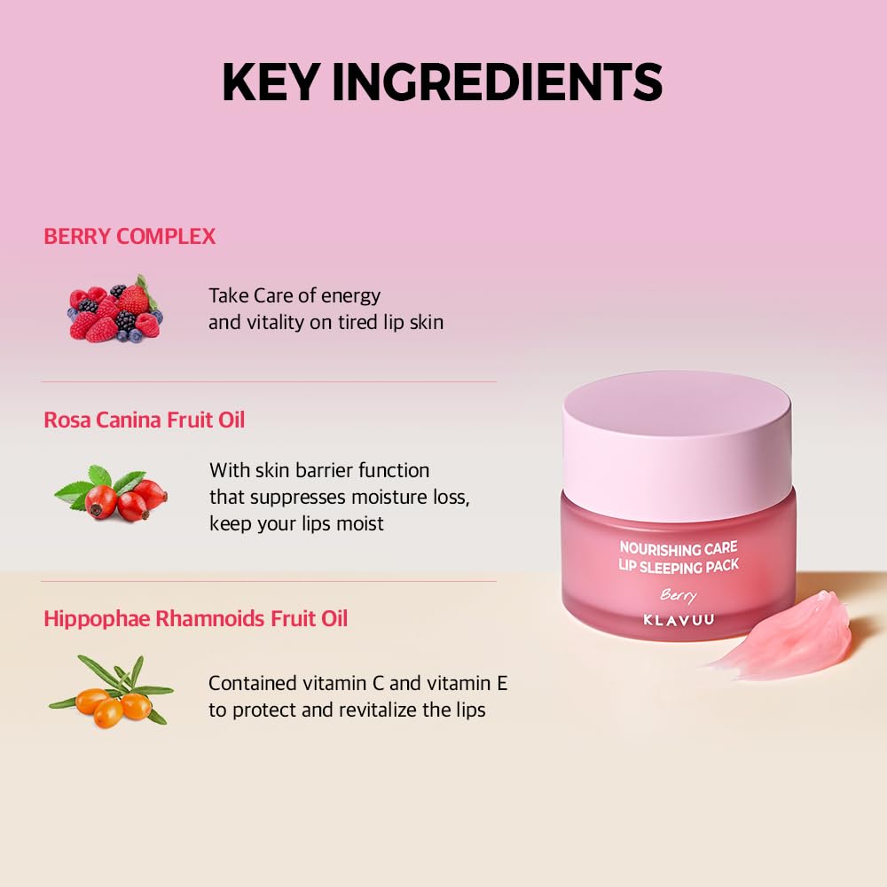 Klavuu Lip Mask Sleeping Pack (0.7oz) – Overnight Deep Hydrating Korean Lip Balm Treatment for Very