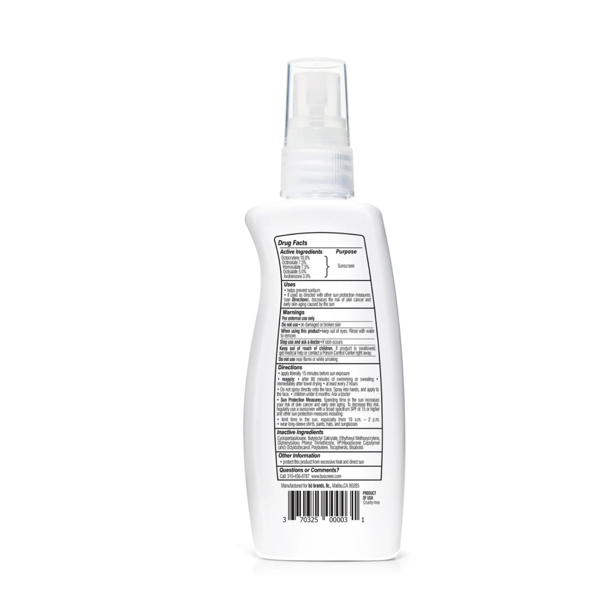 BU SPF 50 Fragrance Free Kids Sunscreen Spray for Face and Body, TSA Travel Size Sunscreen, Clear