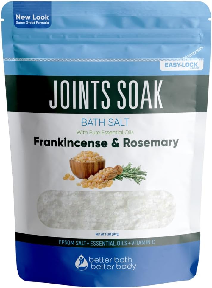 Joints Soak Bath Salt 32 Ounces Epsom Salt with Natural Rosemary, Frankincense and Peppermint