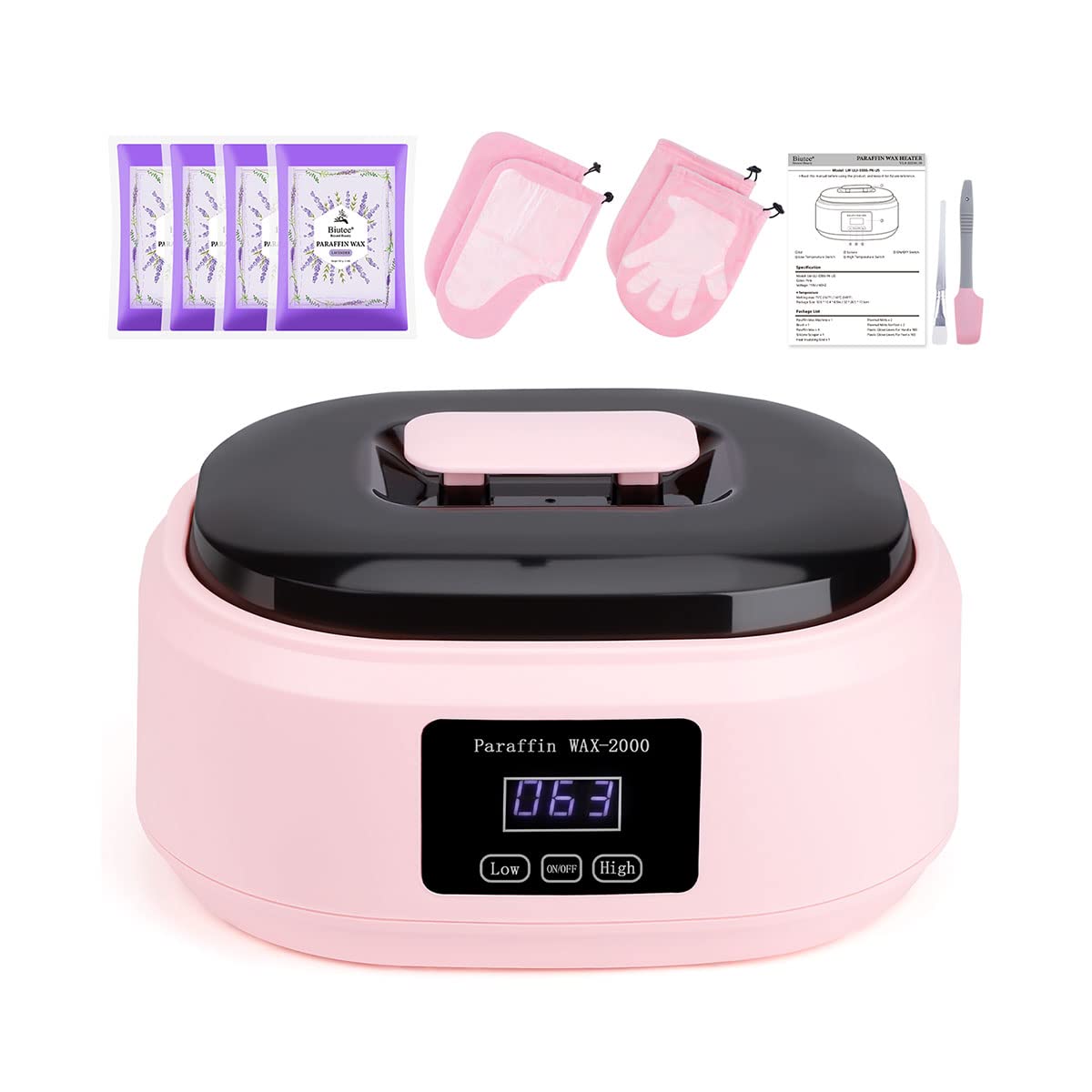 Biutee Paraffin Wax Machine Touchscreen 3500ml Paraffin Wax Warmer with 4 Pack Lavender Wax 30Min