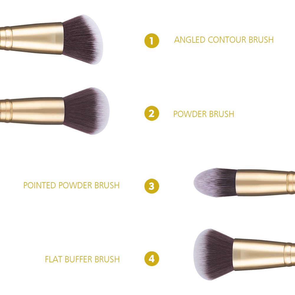 DUcare Makeup Brushes Duo End Foundation Powder Buffer and Contour Brush Synthetic Cosmetic Tools