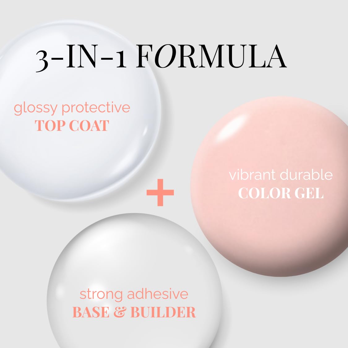 NAILOG One Step Light Pink Gel Nail Polish 12ml Top Coat Color Gel Base 3-In-1 Formula Soak Off UV