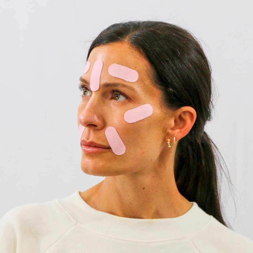Face Tape Strips - 128 Pre-Cut Cotton Face Lifting Tape, Facial Tape, Overnight Anti Wrinkle