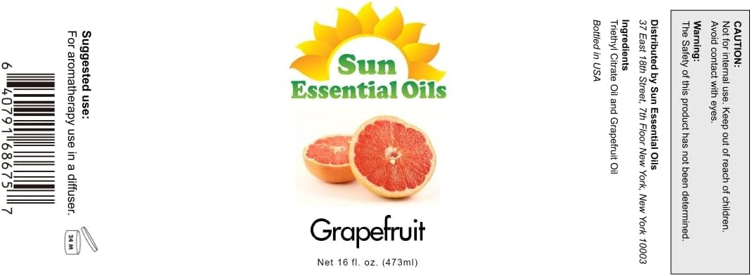 Sun Essential Oils Grapefruit Essential Oil 16oz Bulk for Aromatherapy, Diffuser, Enhance Mood, and