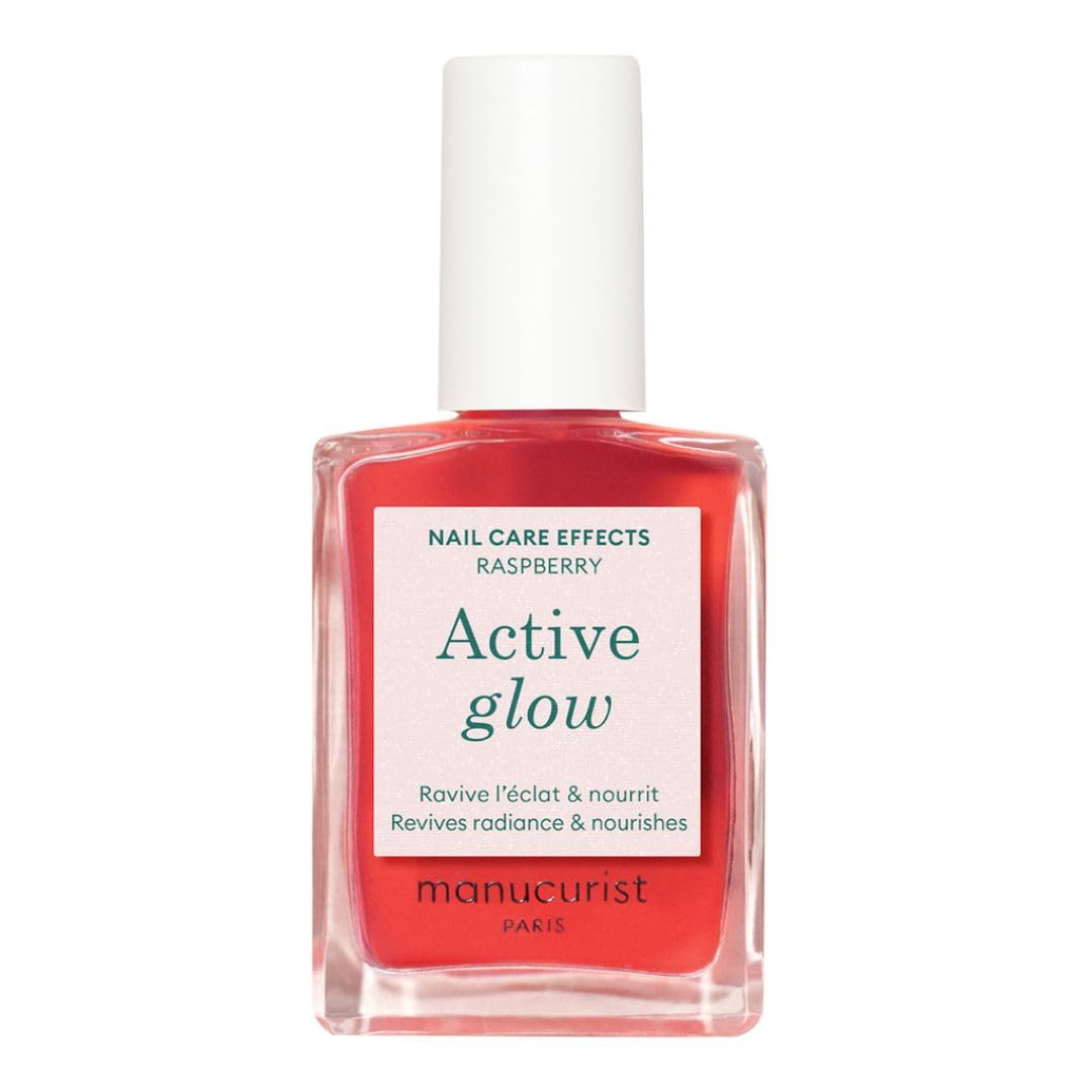 Manucurist Active Glow Raspberry Nail Polish & Care - Ultra-Glowy 2 in 1 Nail Concealer & Care