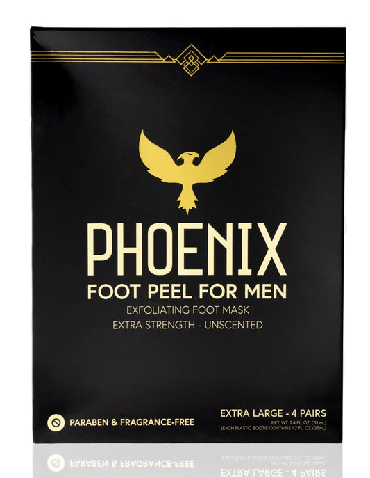 (Pack of 4) Phoenix Foot Peel for Men - Extra Large - Extra Strength - Exfoliating Dry Feet