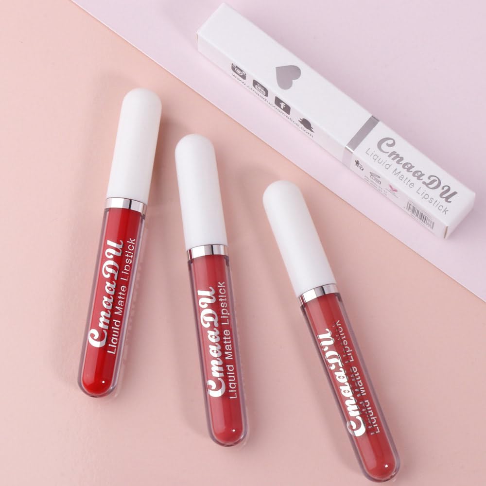 evpct 1Pcs Scarlet Red Liquid Matte Lipstick Lipgloss Set for Women, labiales mate 24 horas