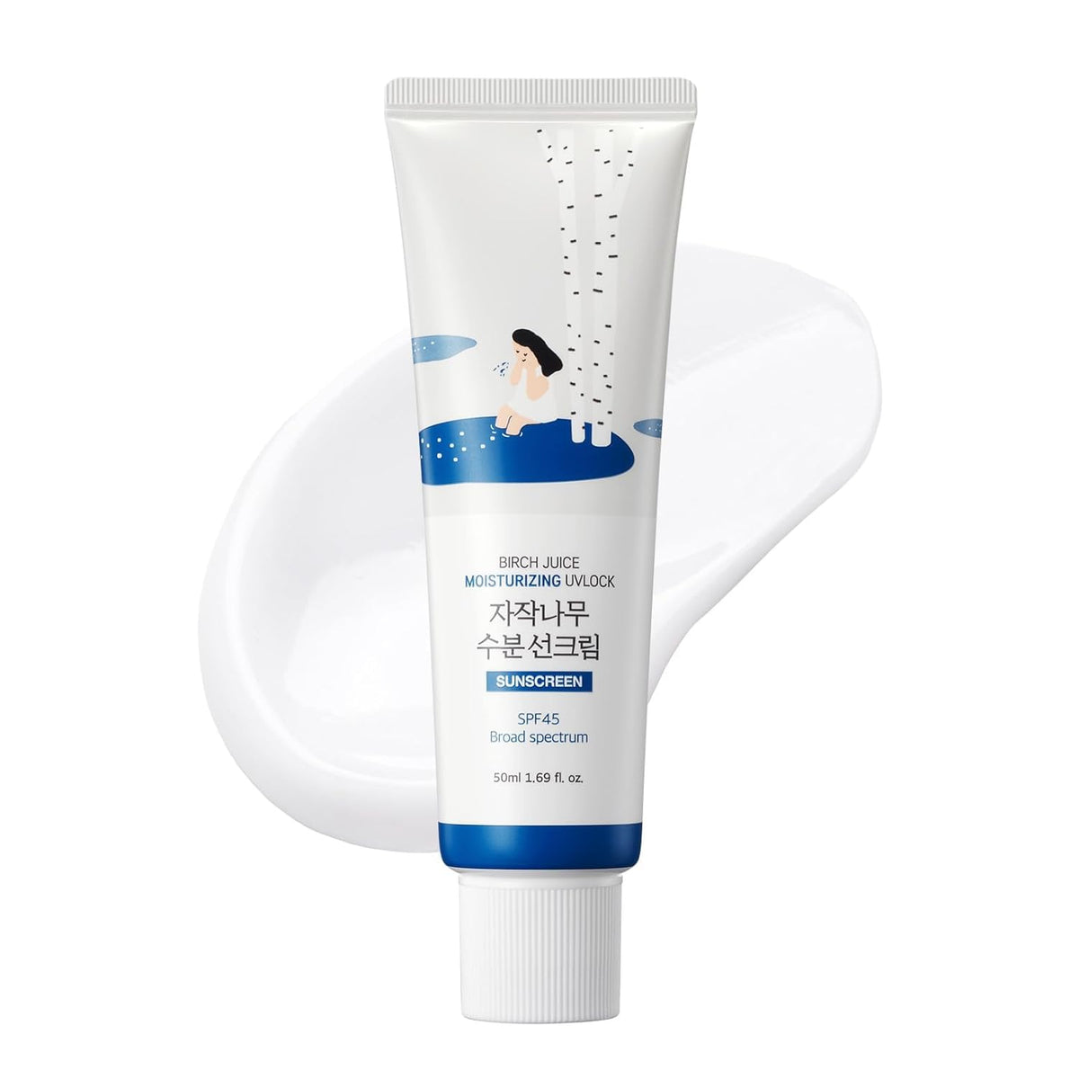 ROUND LAB Birch Juice Moisturizing UV LOCK SPF 45 | NBC No1 SPF, Glow Sunscreen for Daily Skincare