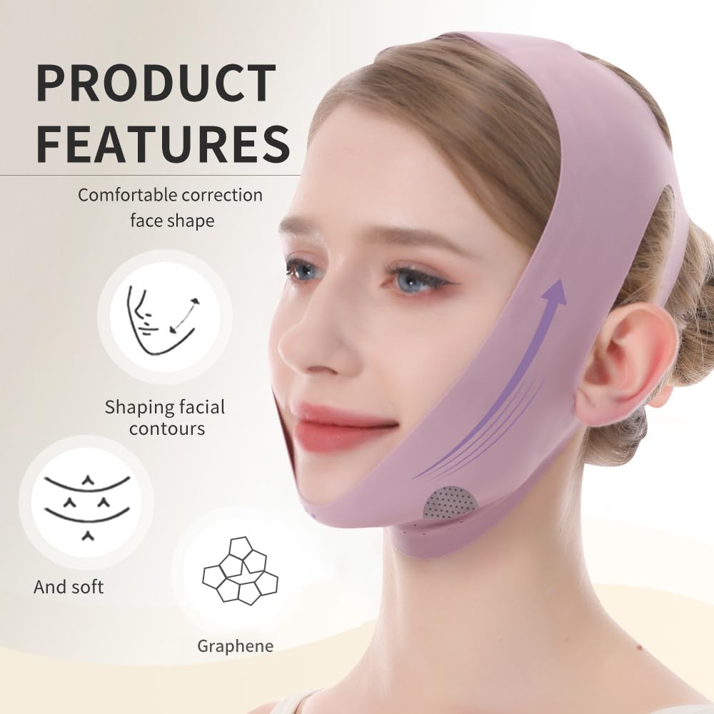 V-Line Lifting Mask & Chin Strap for Sleeping, Reusable Double Chin Reducer, Jaw Exerciser, Face