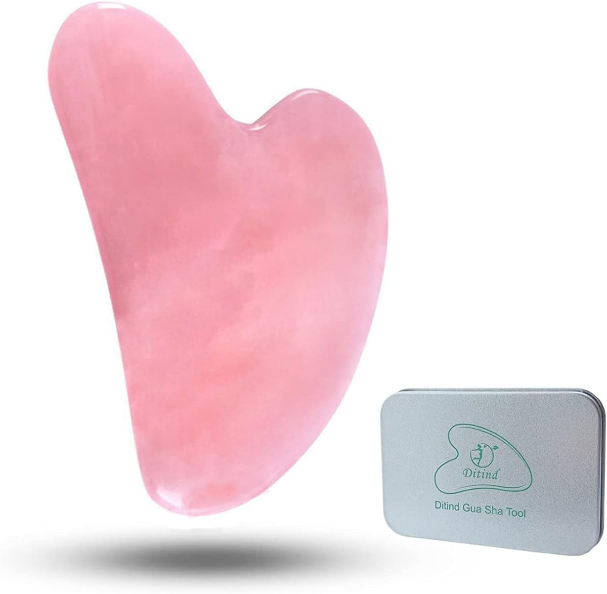 Ditind Rose Quartz Gua Sha Facial Tools, GuaSha for Toxins/Prevents Wrinkles for Spa Acupuncture