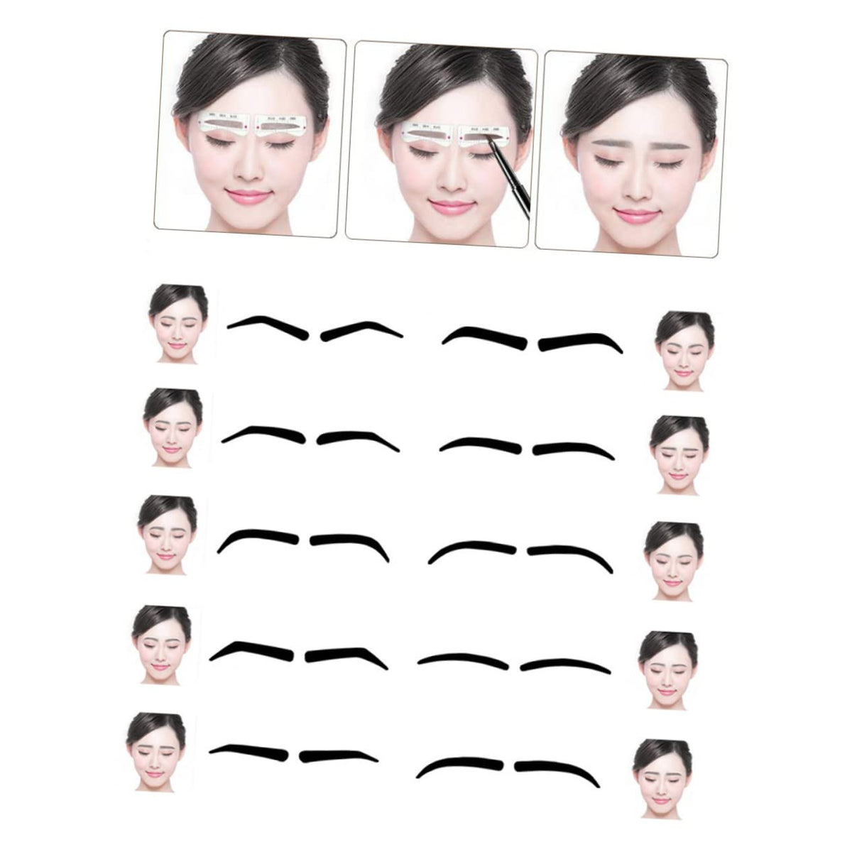 Eyebrow Card Stencils Kit - 10 Adhesive Eyebrow Templates for Precise Shaping Easy Tracing and