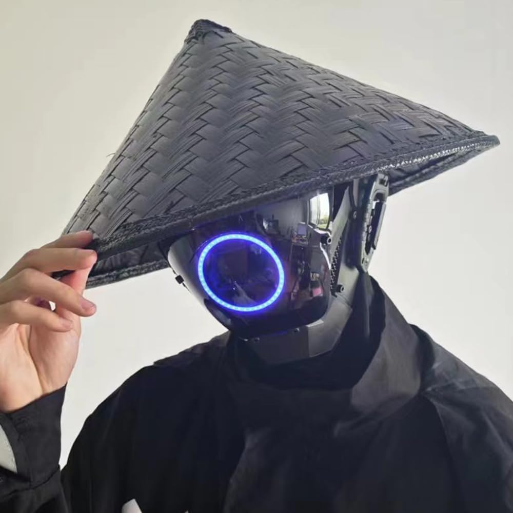 KYEDAY Punk Mask Cosplay for Men, LED Round Light Mask for Women Cosplay Halloween Fit Party Music