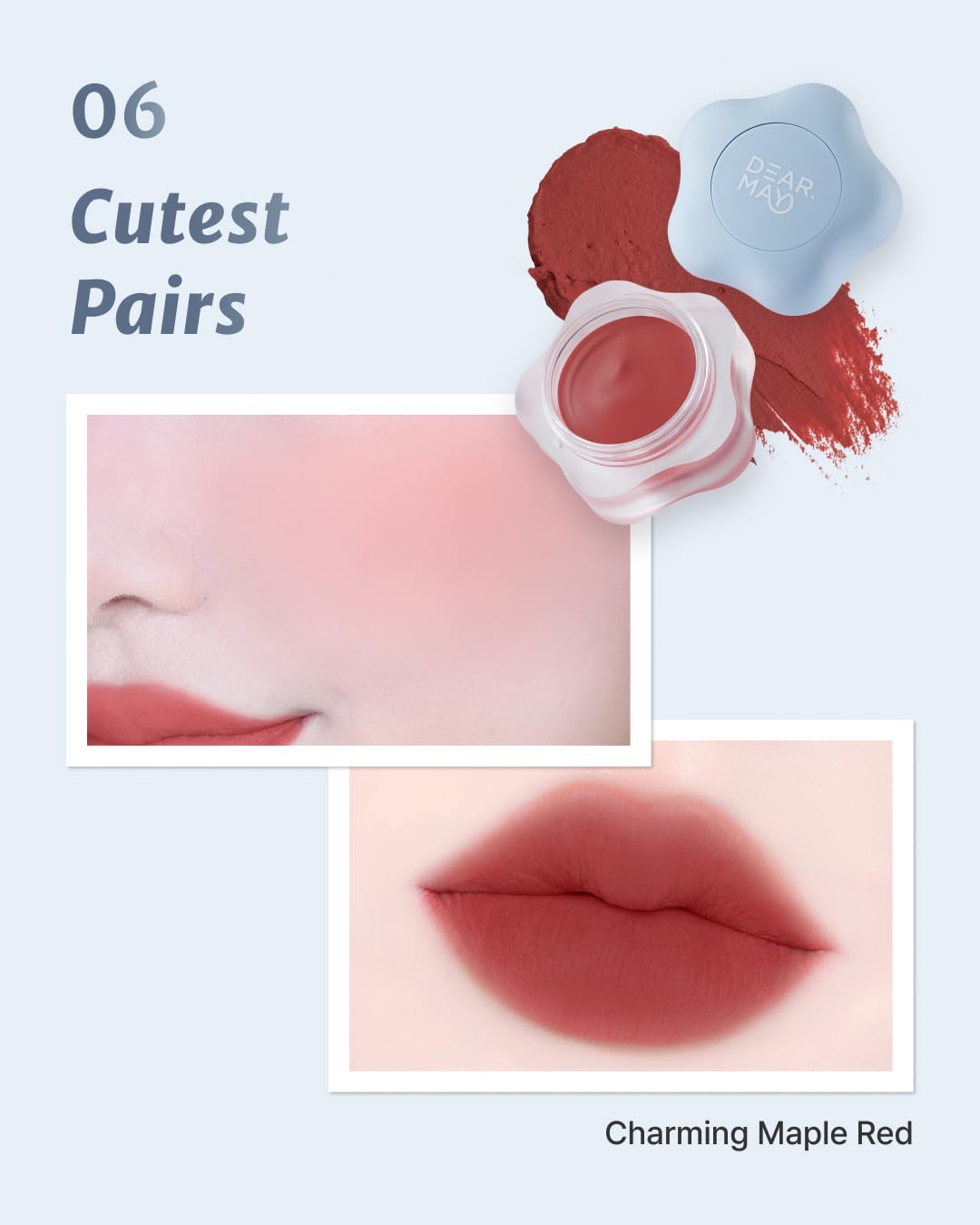 DEARMAY Pure Falling Mood Lip Pot No. 06 Cutest Pairs 0.23 Oz. Vegan Lip Stain Lip & Cheek