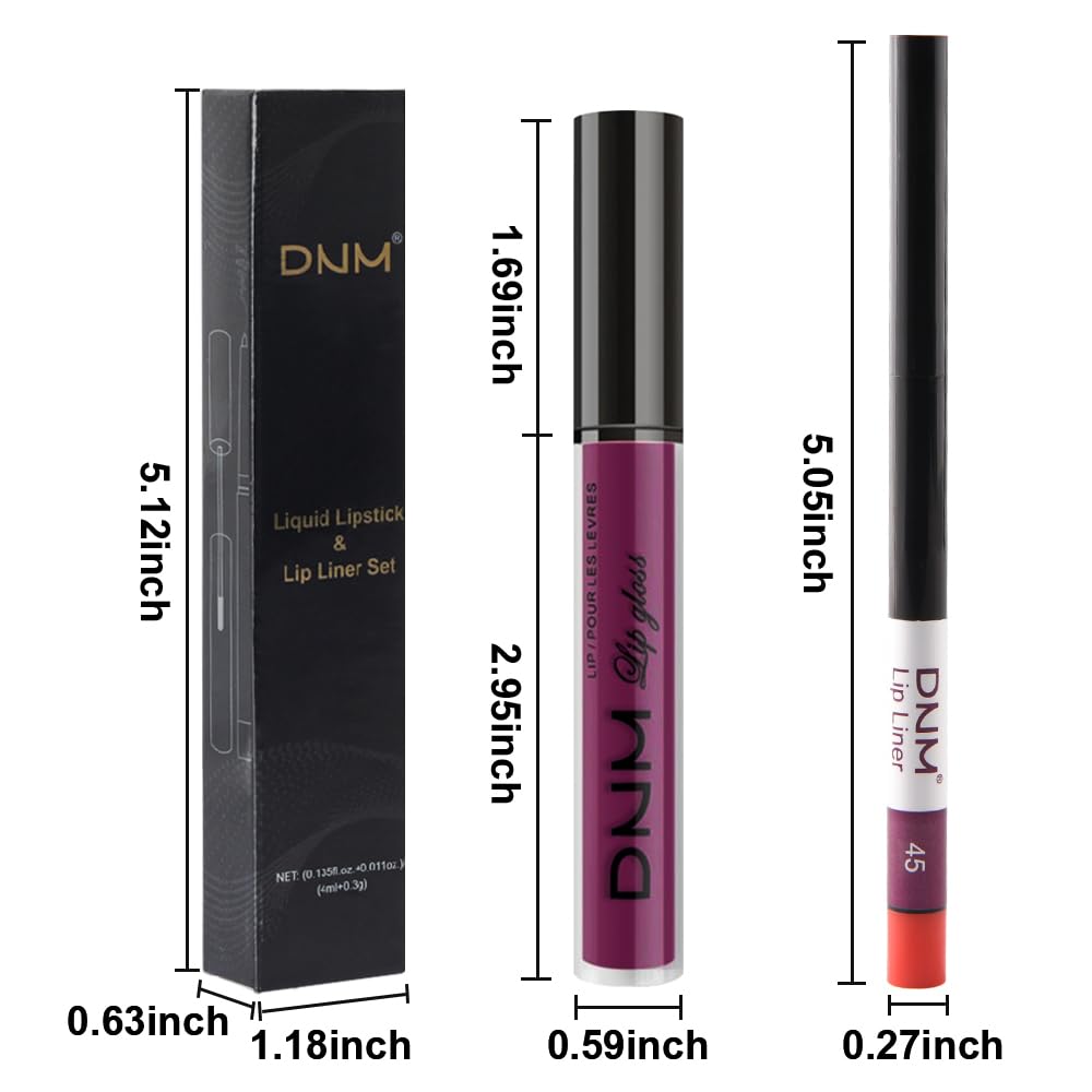 evpct 2Pcs Light Plum Purple Matte Liquid Lipstick Lip Gloss Stain and Retractable Lip Liner Makeup