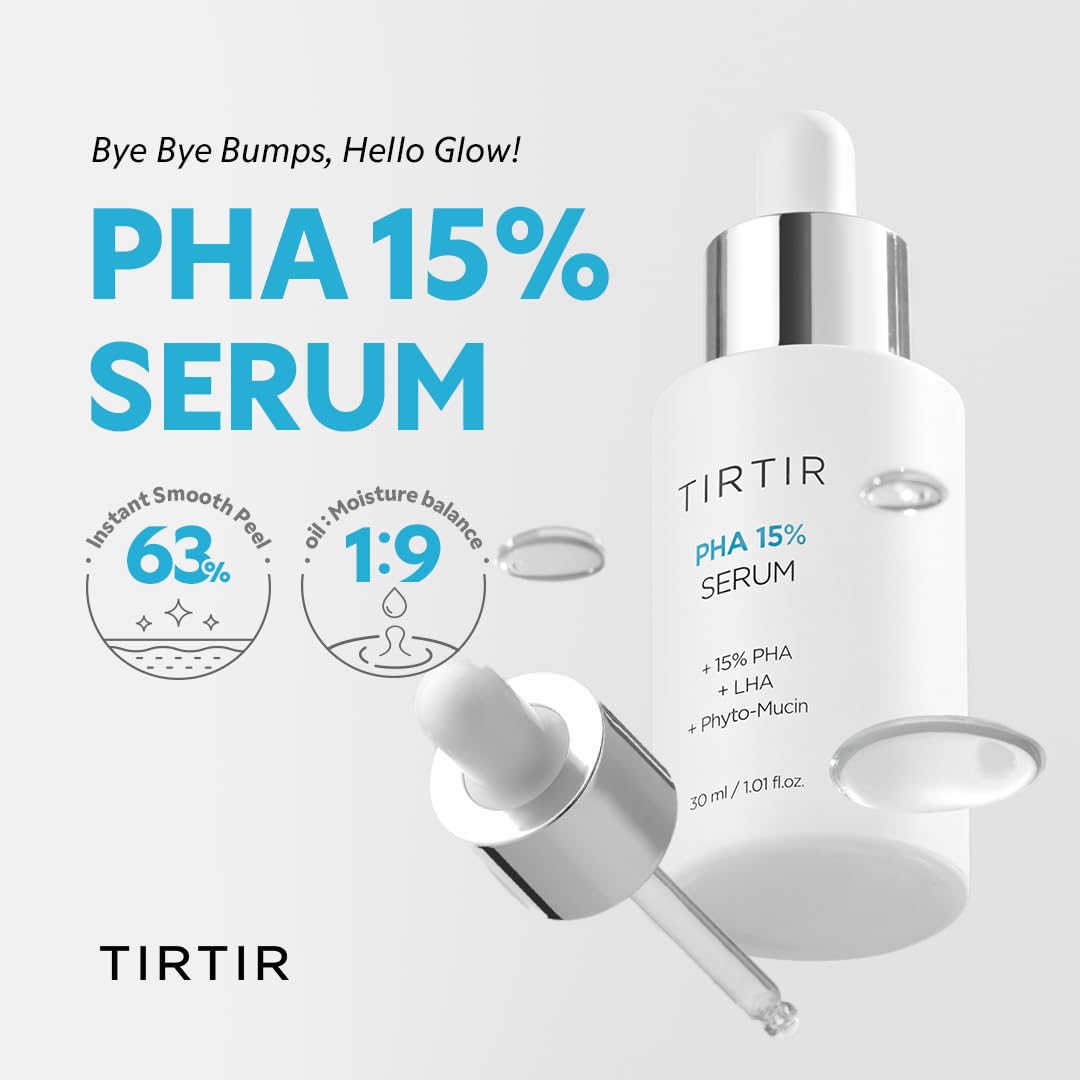 TIRTIR PHA 15% Exfoliating Serum - Hydrating Water Peeling for Smooth, Radiant Skin - Gentle PHA &