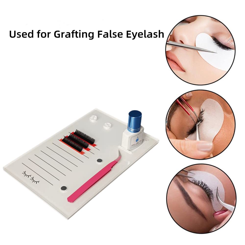 Grafting False Eyelash Acrylic Extension Pallet, Eyelash Extension Glue Tweezers Plate Pad Makeup