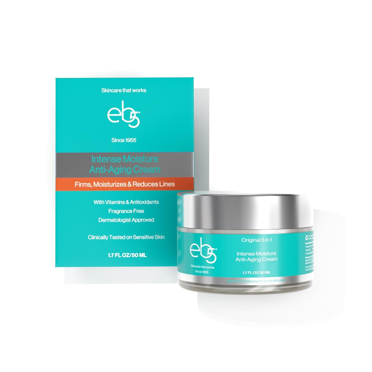 eb5 Intense Moisture Anti Aging Moisturizer Face & Neck Cream- Tone Tighten Skin with Retinol, Fade