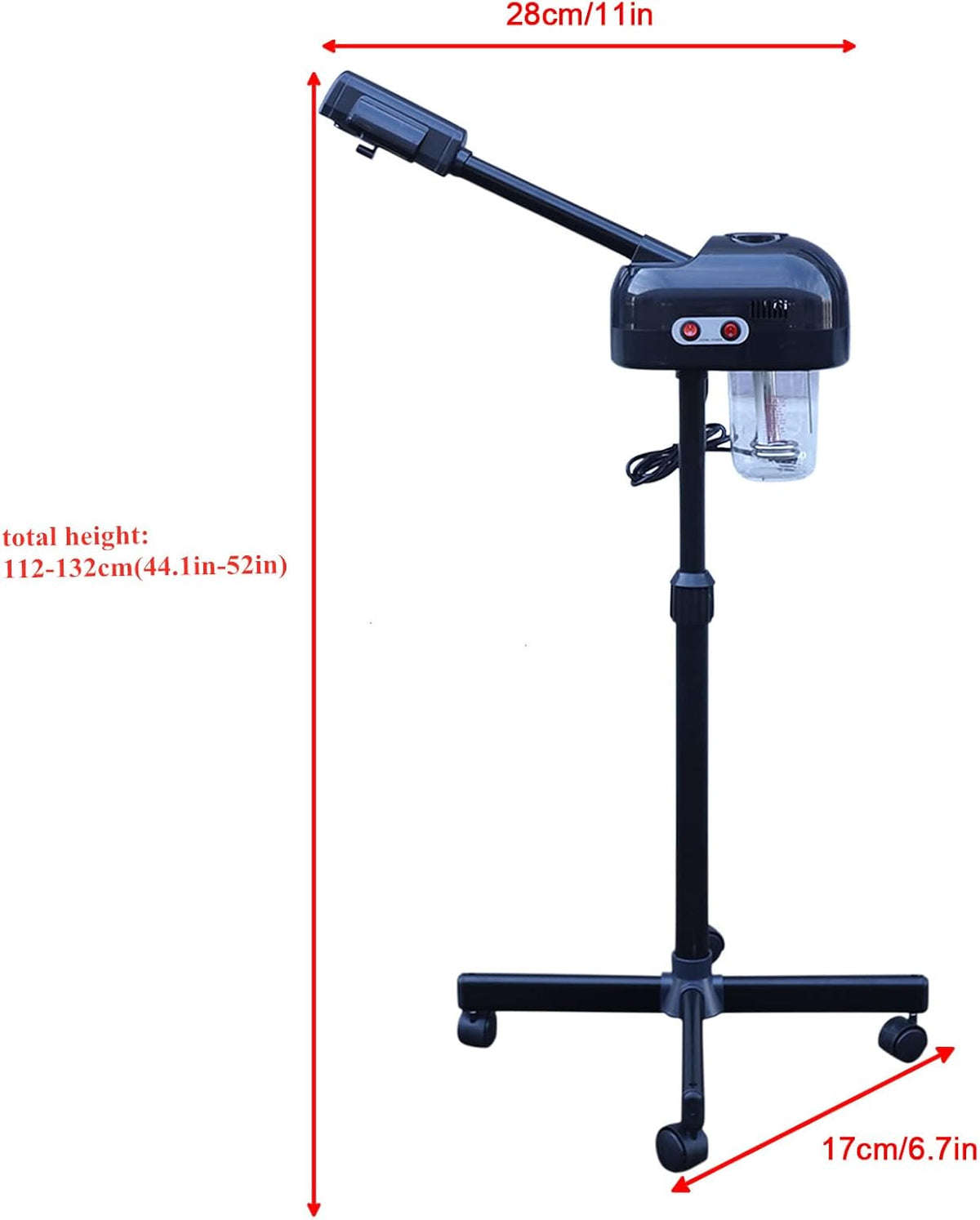 Professional Facial Steamer for Estheticians, Adjustable Height, 0.2 Gal Face Steamer on Wheels for