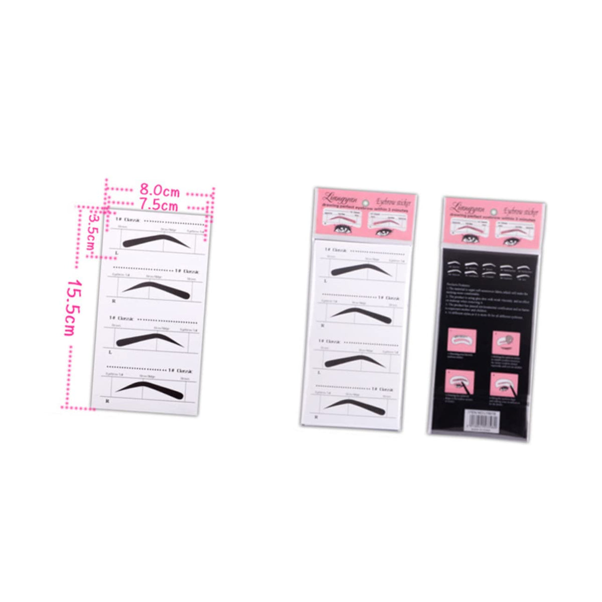 Eyebrow Card Stencils Kit - 10 Adhesive Eyebrow Templates for Precise Shaping Easy Tracing and