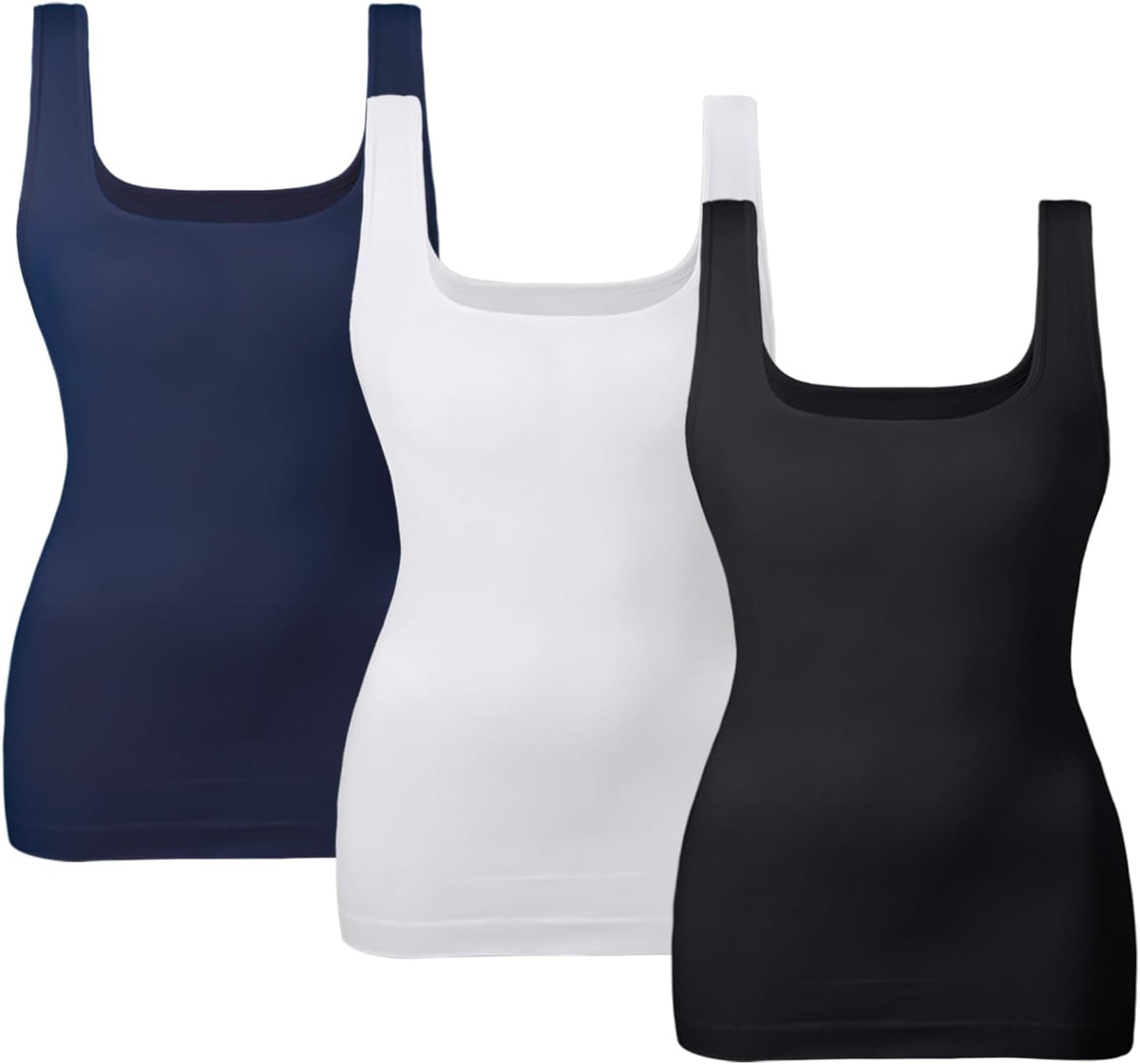 EUYZOU Women's Tummy Control Shapewear Tank Tops Seamless Square Neck Compression Tops Slimming