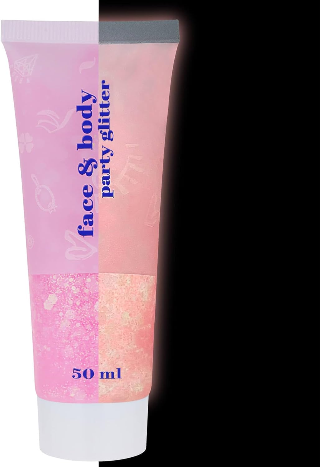 MEICOLY Neon Pink Body Glitter Gel,UV Blacklight Chunky Face Glitter Gel,Glow in The Dark Glitter