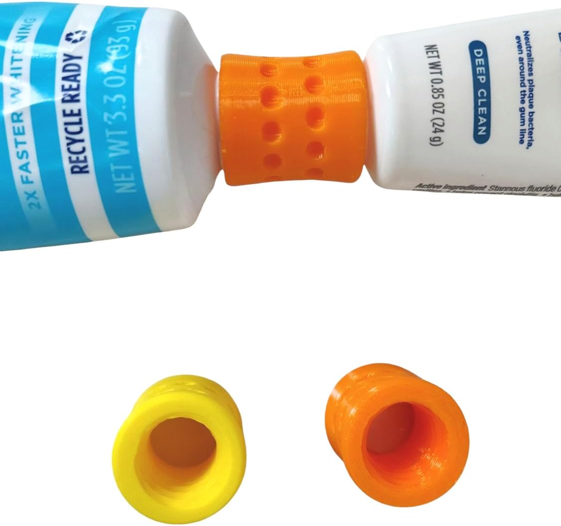 Travel-Size Toothpaste Refill Adapters & Squeezer Combo, 4PCS/Pack, Compatible with Colgate & Crest