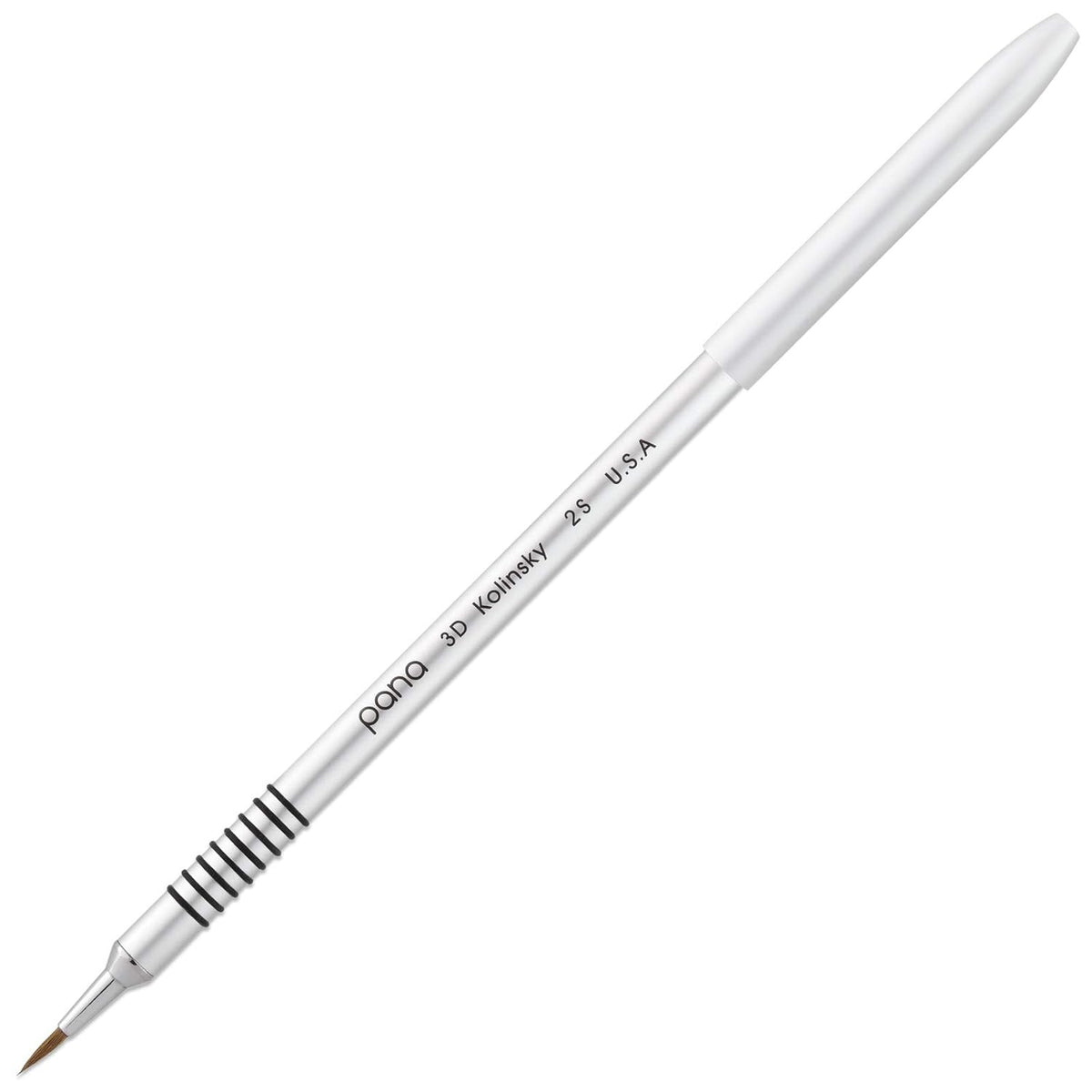 PANA 3D Kolinsky Acrylic Nail Art Sculpture Brush with Silver Metal Non-Slip Grip Handle for
