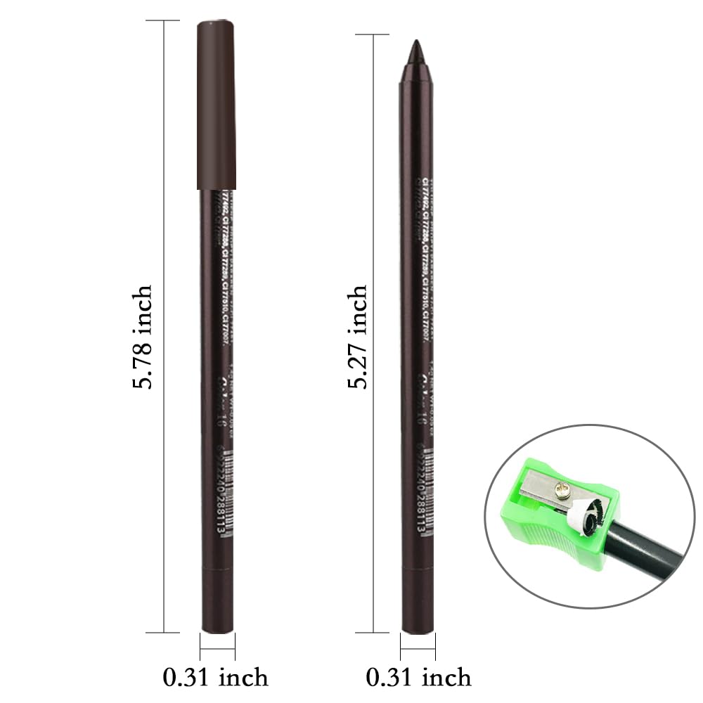 Kaely Gel Eyeliner Pencil for Women, Brown Eye Liner Waterproof Smudge Proof with Sharpener