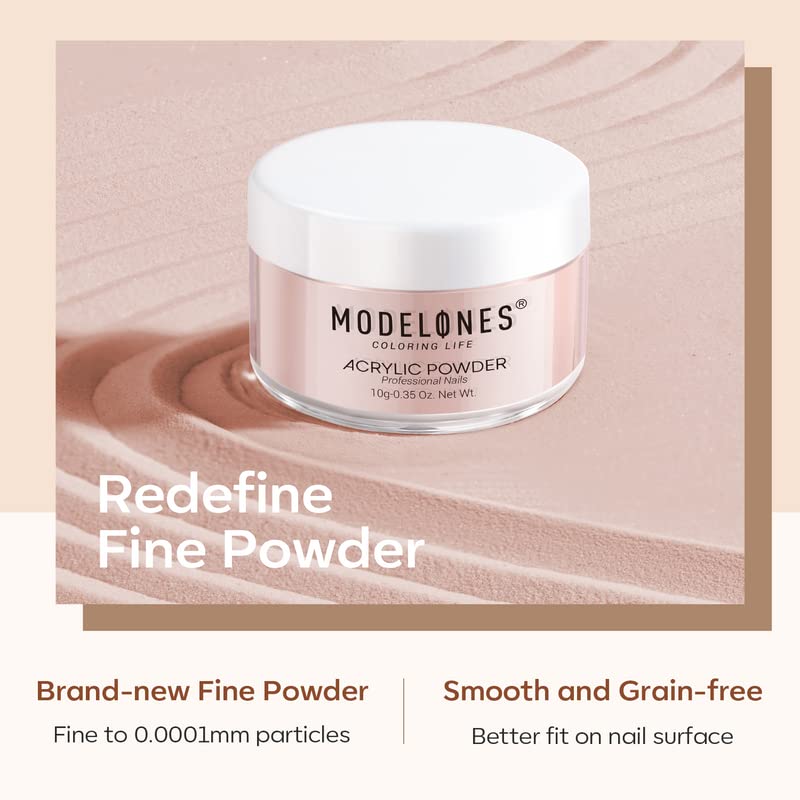 Modelones Acrylic Powder 6 Colors Acrylic Nail Powder Kit Skin Tones Brown Neutral Milky Daily
