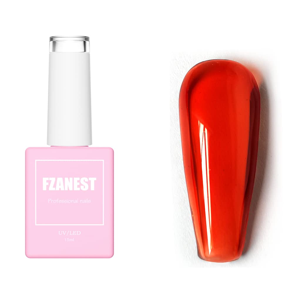FZANZEST Blood Red Gel Nail Polish, Fall Winter Gel Polish Nail Colors Translucent Burgundy Designs