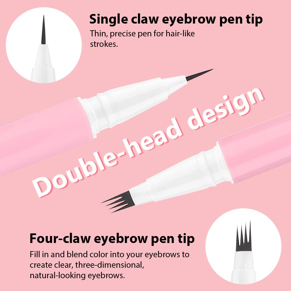 evpct 2Pcs Black Magic Microblading Dual-Ended Eyebrow Contouring Pen Brow Pencil, with 4 Brush
