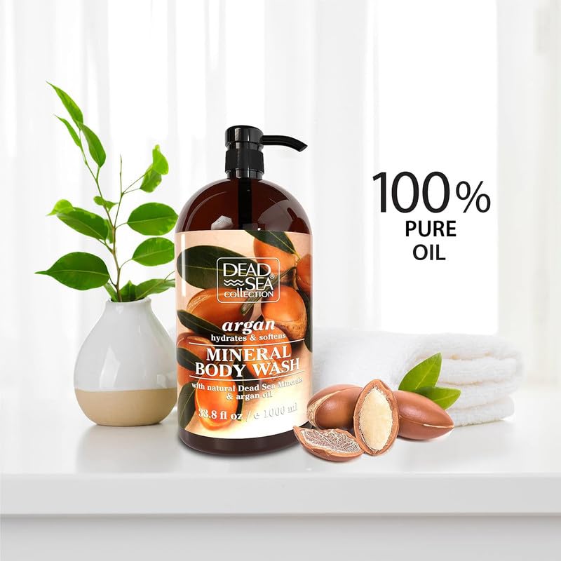 Dead Sea Collection Argan Body Wash for Women and Men - with Pure Dead Sea Minerals and Argan Oil